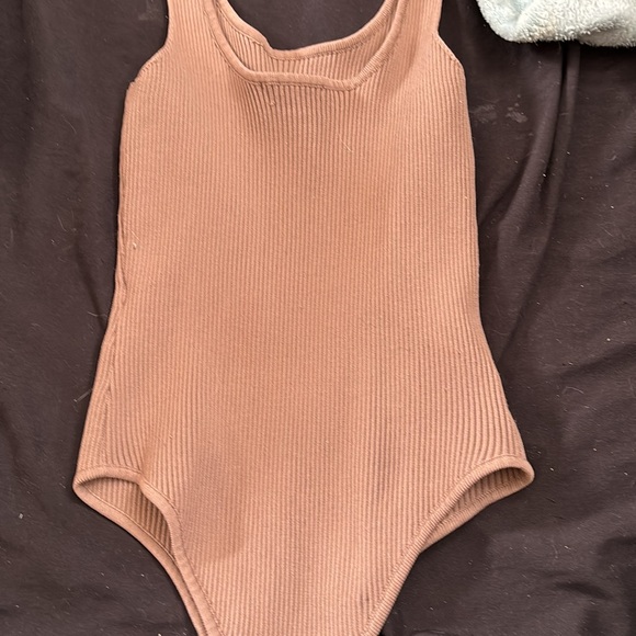 Tan Ribbed Kids One Piece - Picture 3 of 3